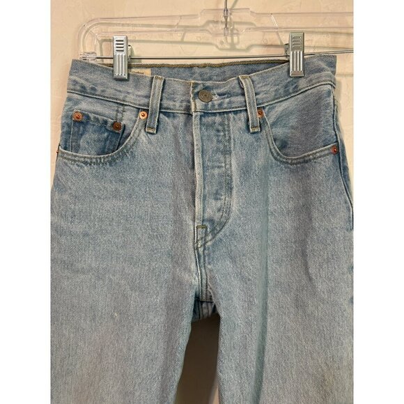 Levi's Light Wash 501 Jeans W23 L28 Skinny Jeans Western Cowgirl - Picture 2 of 10